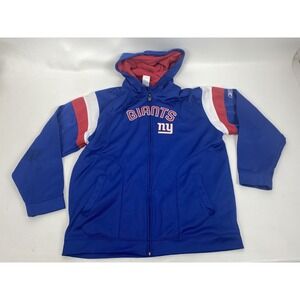 Rebook New York Giants Sweater Adult Size L Blue NFL Hoodie Full Zip Mens
